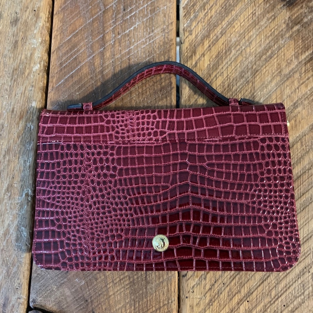 Burgundy croc print wallet/clutch with zippered closure